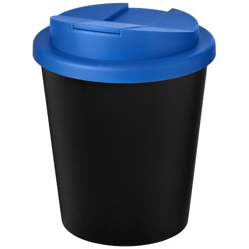 Gobelet recyclé personnalisé Espresso Eco 250 ml anti-déversement Americano® Noir et Bleu minéral